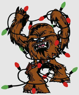 Star Wars Tangled Fairy Lights Chewbacca Christmas Hoodie - Grey - M Grijs
