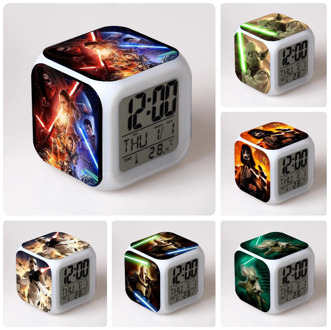 Star Wars: The Force Awakens Alarm Clock Movie LED Colorful Mood Square Clock Darth Vader Electronic Digital Gift for Children
