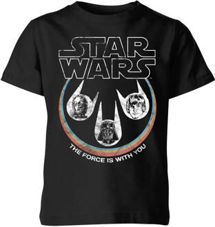 Star Wars The Force Is With You Retro Heads kinder t-shirt - Zwart - 110/116 (5-6 jaar) - S
