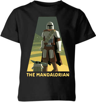 Star Wars The Mandalorian Artistic Pose Kids' T-Shirt - Black - 110/116 (5-6 jaar) Zwart