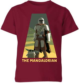 Star Wars The Mandalorian Artistic Pose Kids' T-Shirt - Burgundy - 122/128 (7-8 jaar)