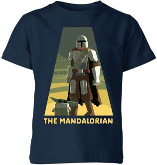 Star Wars The Mandalorian Artistic Pose Kids' T-Shirt - Navy - 110/116 (5-6 jaar) Navy blauw