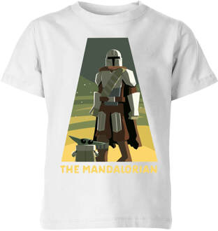 Star Wars The Mandalorian Artistic Pose Kids' T-Shirt - White - 98/104 (3-4 jaar) Wit