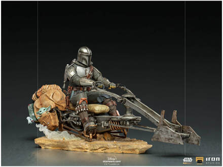 Star Wars The Mandalorian Deluxe Art Scale Statue 1/10 Mandalorian on Speederbike 18 cm