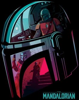 Star Wars The Mandalorian Helmet Reflection Unisex T-Shirt - Black - M Zwart