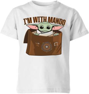Star Wars The Mandalorian I'm With Mando Kids' T-Shirt - White - 146/152 (11-12 jaar)