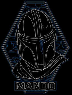 Star Wars The Mandalorian Mando Line Art Badge Men's T-Shirt - Black - 4XL Zwart