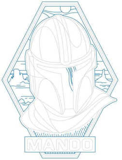 Star Wars The Mandalorian Mando Line Art Badge Men's T-Shirt - White - XXL Wit