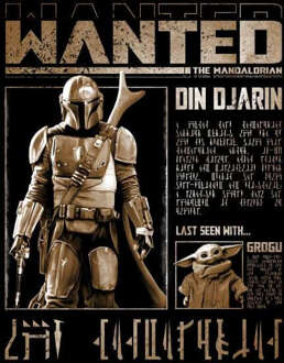 Star Wars The Mandalorian Wanted Men's T-Shirt - Black - 3XL Zwart