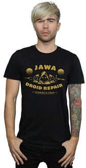 Star Wars Unisex Volwassen T-shirt Droid Repair Jawa (ZWART/GEEL) - S