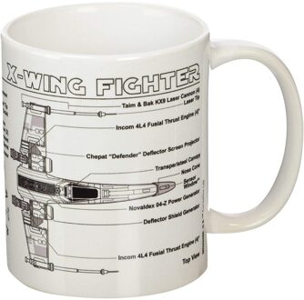 Star Wars X-Wing Gevechtersschets Mok (Wit/zwart)