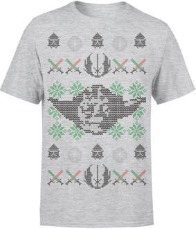 Star Wars Yoda Kerst T-Shirt- Grijs - L