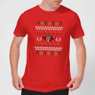 Star Wars Yoda Kerst T-Shirt- Rood - S - Rood