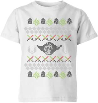 Star Wars Yoda Knit Kids' Christmas T-Shirt - White - 134/140 (9-10 jaar) - Wit - L