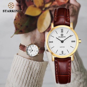 STARKING 6MM Slim Sapphire Women Watch Stainless Steel Japan Quartz Movt Fashion Vintage Ladies Wrist Watches Relogio Feminino
