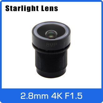 Starlight Lens 8MP 2.8Mm Vast Diafragma F1.5 Grote Hoek Voor Sony IMX415/274 Lage Licht Cctv Ip Camera