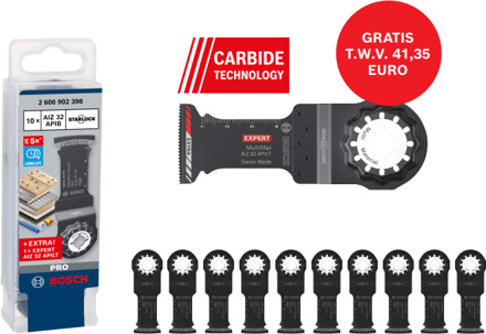 Starlock AIZ 32 APIB BIM, Wood+Metal, Curved-Tec 32 x 50 - 10 stuks verpakking + Expert AIZ 32 APILT - 2608902398