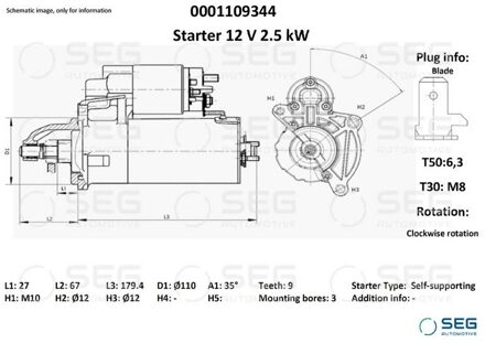 Starter Iveco 2.2 kw 0001109344