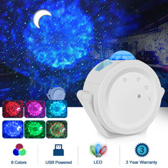 Stary Sky Projector Led Nebula Cloud Nachtlampje Oceaan Zwaaien Licht 360 Graden Rotatie Night Verlichting Lamp Voor Kinderen wit