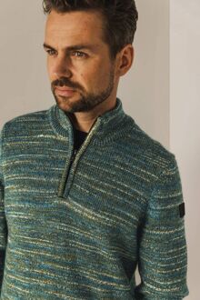 State Of Art Half Zip Trui Melange Groen - 3XL,XXL