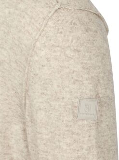 State Of Art Half Zip Trui Wool Blend Melange Greige Beige - L,XL,XXL