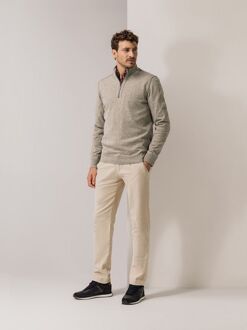 State Of Art Half Zip Trui Wool Blend Melange Taupe - XL