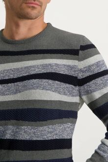 State Of Art Jacquard Trui Streep Grijs - XL