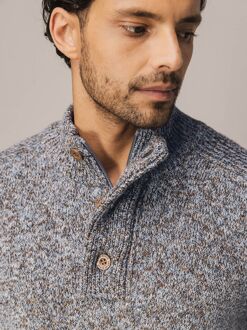 State Of Art Mocker Trui Melange Blauw Bruin - L,XL