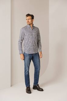 State Of Art Overhemd Poplin Print Blauw Rood - M