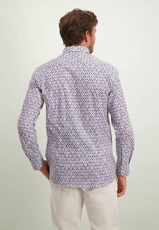 State Of Art Overhemd Print Blauw Rood Donkerblauw - 3XL,L,M,XL,XXL