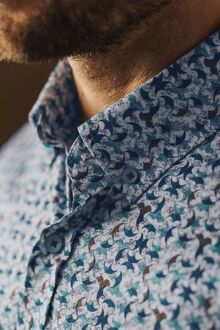 State Of Art Overhemd Print Swirls Groen - M