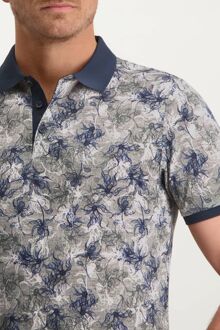 State Of Art Pique Polo Print Navy Donkerblauw - M