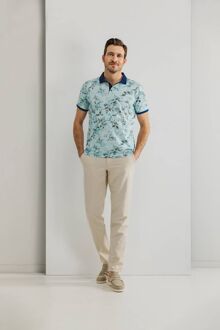 State Of Art Poloshirt Piqué Print Lichtblauw - M
