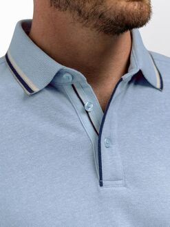 State Of Art Poloshirt Tipping Cotton Linen Lichtblauw - L,XL,XXL