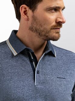 State Of Art Poloshirt Tipping Cotton Linen Navy Donkerblauw - 3XL,L,M,XL,XXL