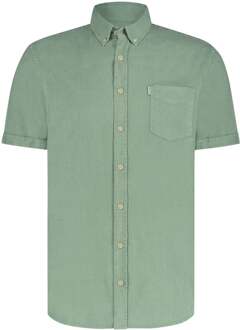 State Of Art Short Sleeve Overhemd Linnen Groen - 3XL,L,XL