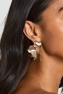 Statement Bloemblaadje Stud Oorbellen, Gold - ONE SIZE