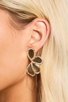 Statement Oorbellen Met Verfraaide Afwerking En Bloemblaadjes, Gold - ONE SIZE