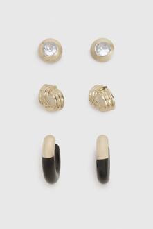 Statement Stud Oorbellen 3-Pack, Gold - ONE SIZE