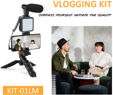 Statief Houder Voor Vlogging Fotografie Smartphone Video Kit Microfoon Led Light Opname Handvat Stabilisator Beugel