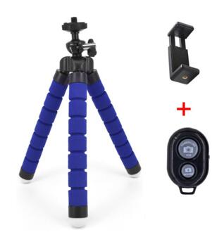 Statief Voor Telefoon Draadloze Bluetooth Selfie Stok Flexibele Spons Octopus Mini Statief Voor Iphone Samsung Xiaomi Huawei blauw