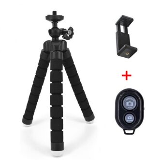 Statief Voor Telefoon Draadloze Bluetooth Selfie Stok Flexibele Spons Octopus Mini Statief Voor Iphone Samsung Xiaomi Huawei zwart