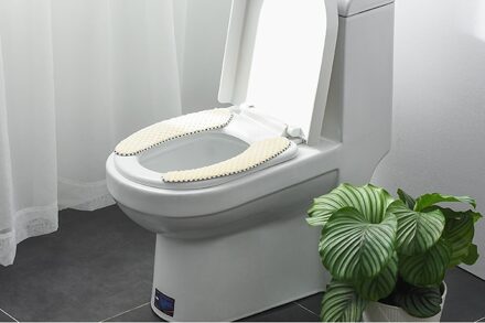Statische Vilt Wc Pads Zachte Winter Adsorptie Warm Toilet Seat Mat Toilet Seat Cover Voor Thuis Badkamer Benodigdheden Wc licht grijs