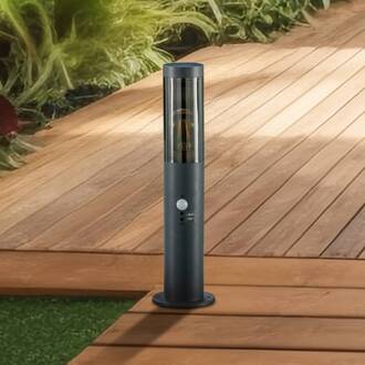 Statius sokkellamp, antraciet, ijzer, sensor, 45 cm antraciet, transparant