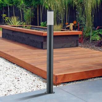 Statius tuinpadverlichting, antraciet/opaal, ijzer, 100 cm antraciet, opaal