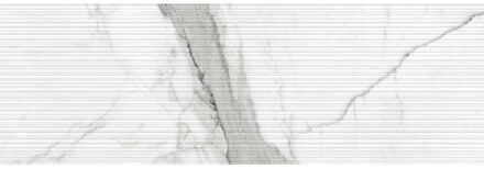 Statuario wandtegel - 40x120cm - 10mm - gerectificeerd - Marmerlook - Wit/zwart Relief mat SW07310535-1 Statuario mat reliëf (Wit)