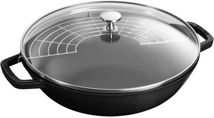 Staub wok - met glazen deksel - 30 cm - zwart