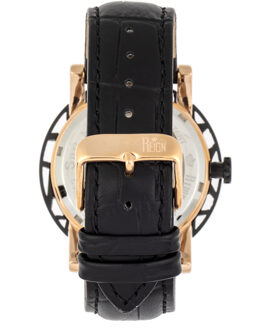 Stavros automatisch skelet horloge met leren band - maat Roségoud