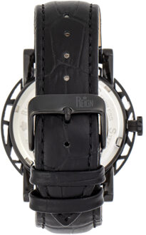 Stavros automatisch skelet horloge met leren band - maat Zwart