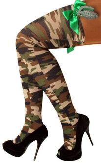 Stay-up kous camouflage en strik en handgranaat one size